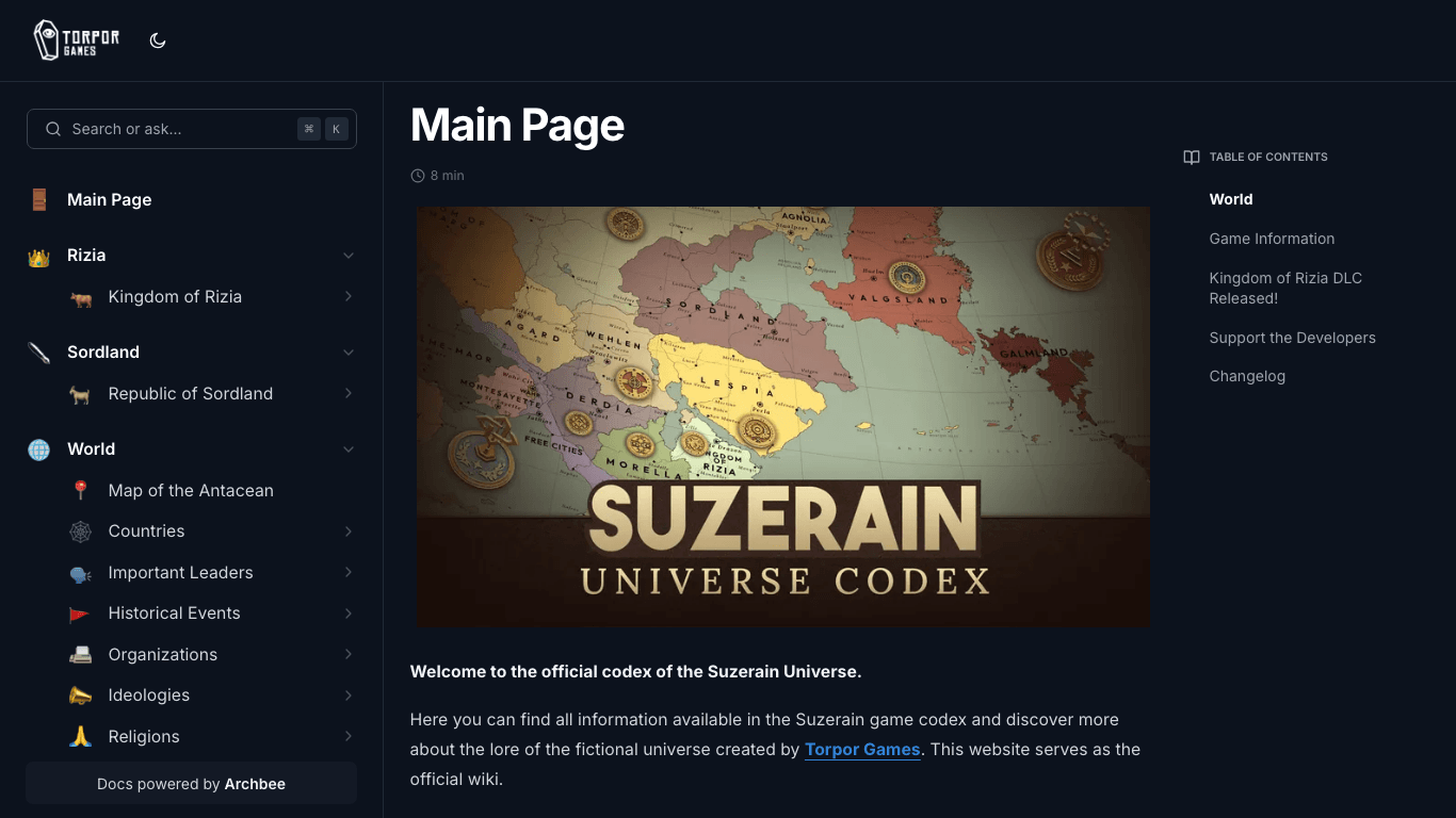 TorporGames documentation portal