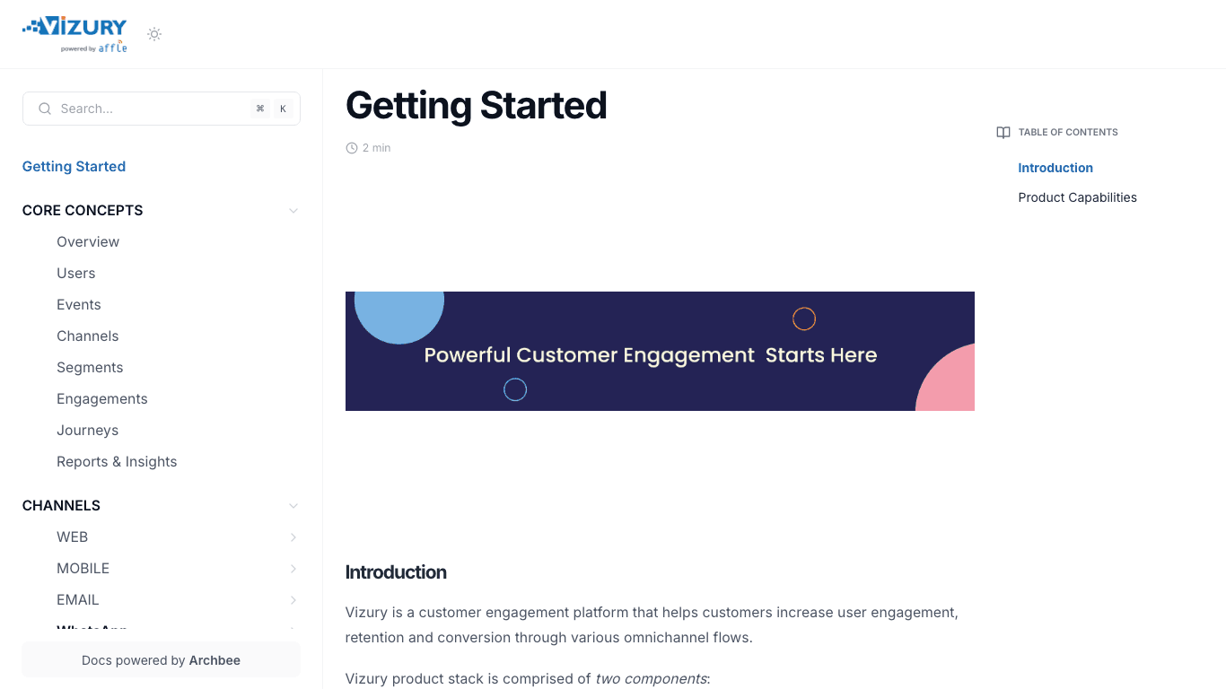 Vizury documentation portal