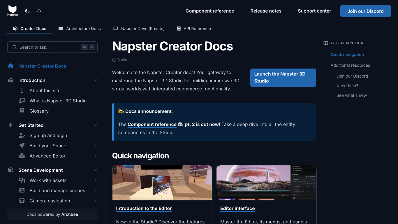 The Infinite Reality | Documentation Portals built with Archbee